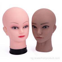 Плешива глава на кукла за козметика за изработка на перука